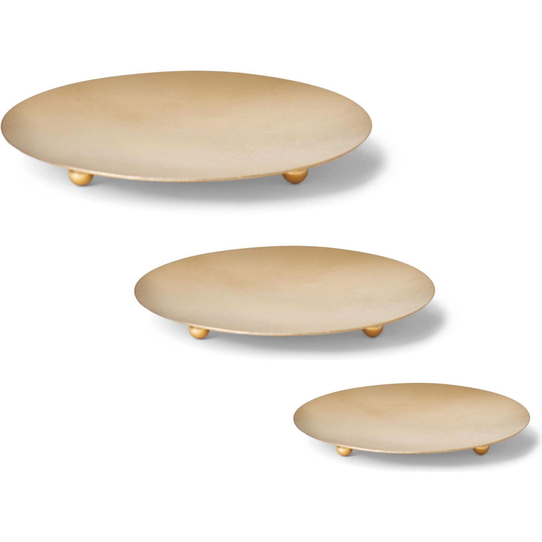Thumbnail - Novaliv, Kerzenständer, 4er-Set Kerzenteller Dekoteller GOLD 3 Füsse Durchmesser 12cm Adventskranzkerzenhalter