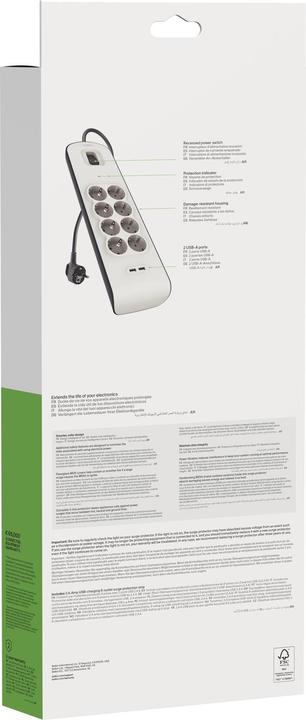 Produktbild Belkin Steckdosenleiste 8-fach 2 Meter Netzkabel BSV804vf2M-V2 (8x, CEE 7/3, 2 m)