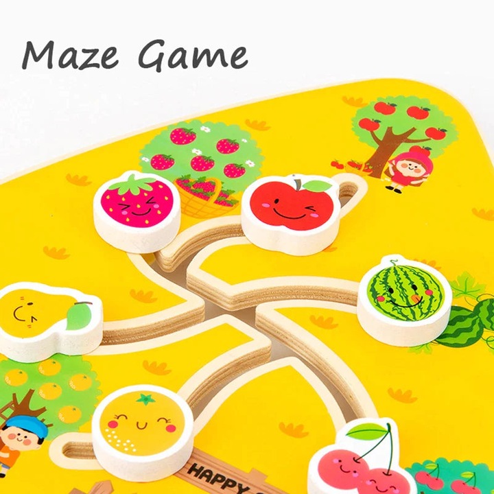 Immagine prodotto Activity Board Schede labirinto Giocattolo di legno Animali Frutta Forma Digitale Scivolare Puzzle Abbinamento