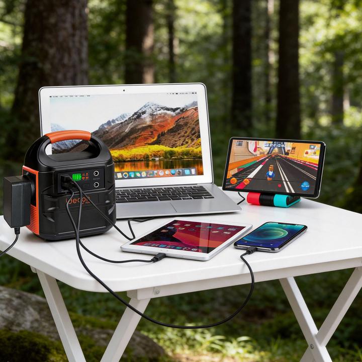 Actual product image Ideoon Mobiles Powerstation Set 88,8Wh mit 20W Solarmodul, 230V Steckdose, 100W, USB-C PD 65W