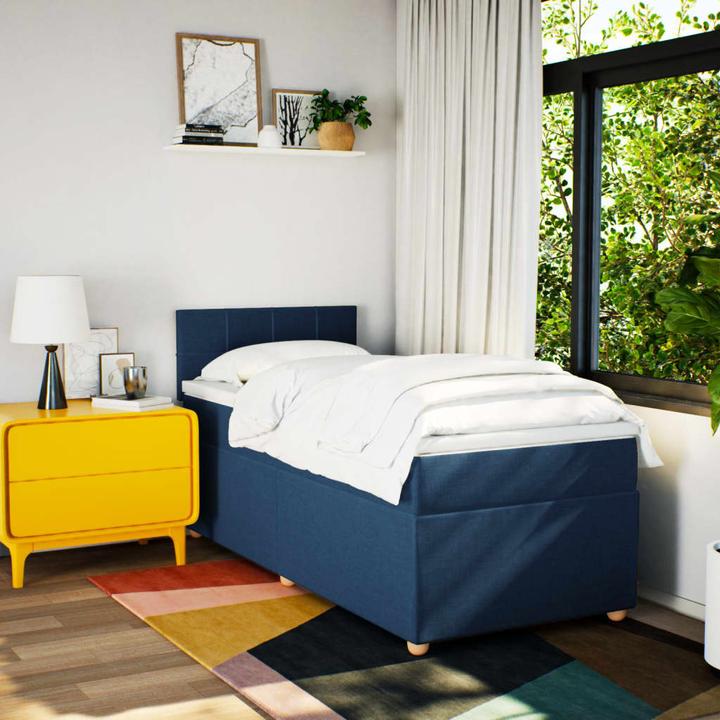Produktbild VidaXL Boxspringbett Einzelbett Polsterbett Bett Matratze Blau 80x200cm Stoff (80 x 200 cm)