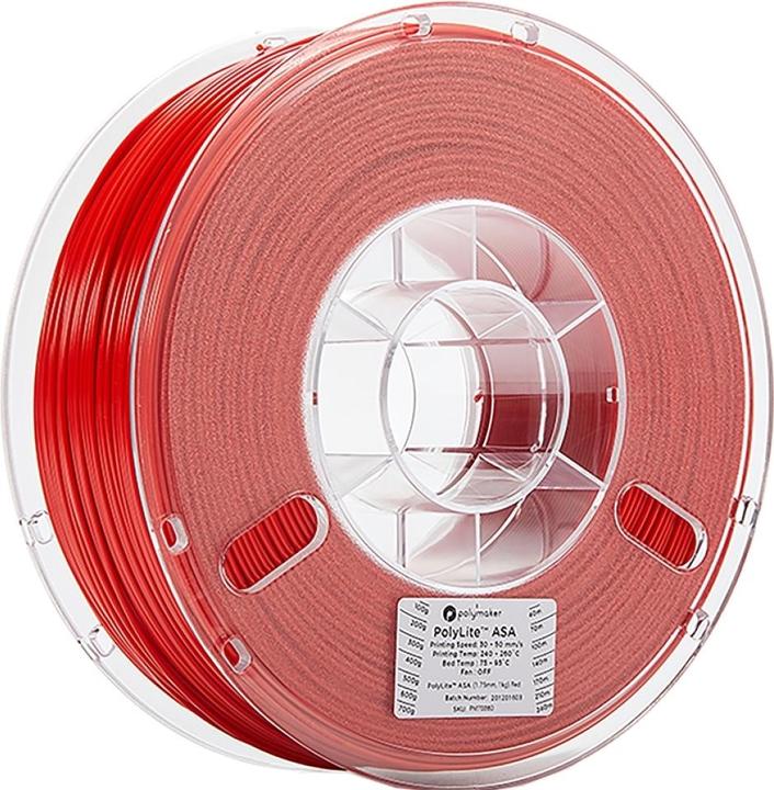 Actual product image Polymaker PF01004 PolyLite Filament ASA UV-resistant, weatherproof, heat-resistant (ASA, 1.75 mm, 1000 g, Red)