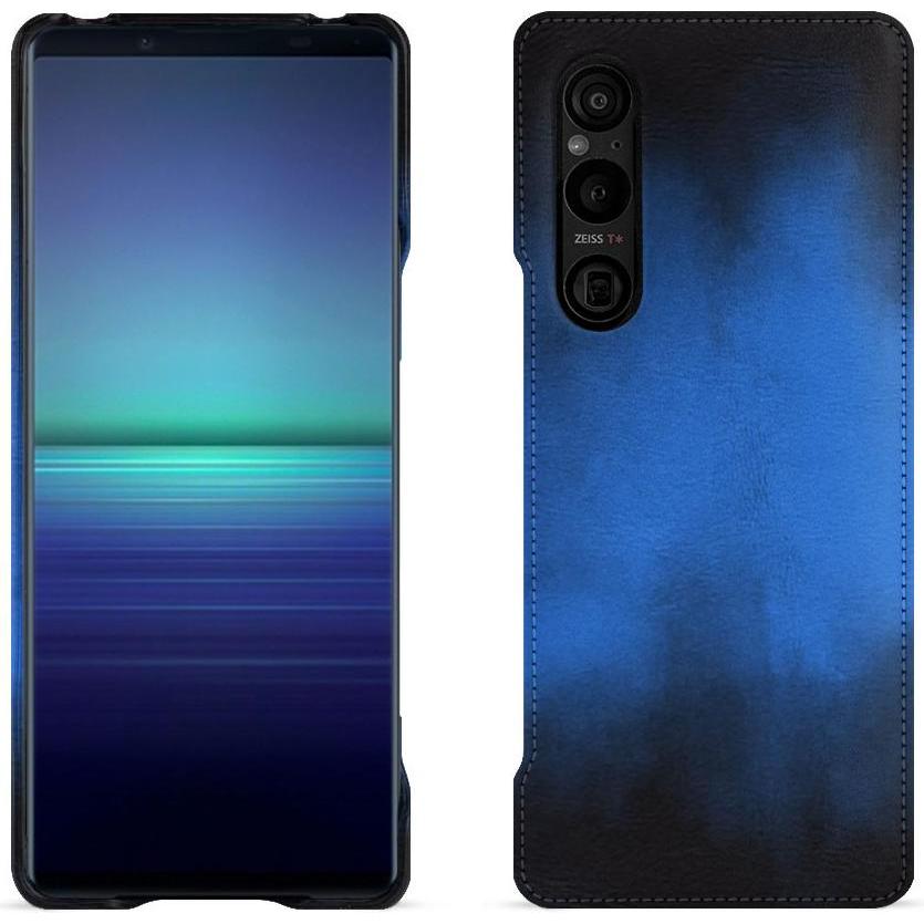Noreve Lederschutzhülle (Sony Xperia 1 V), Smartphone Hülle, Blau