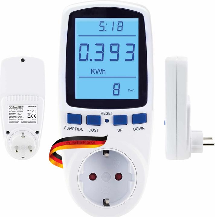 Actual product image Schwaiger Energy cost meter with display, white