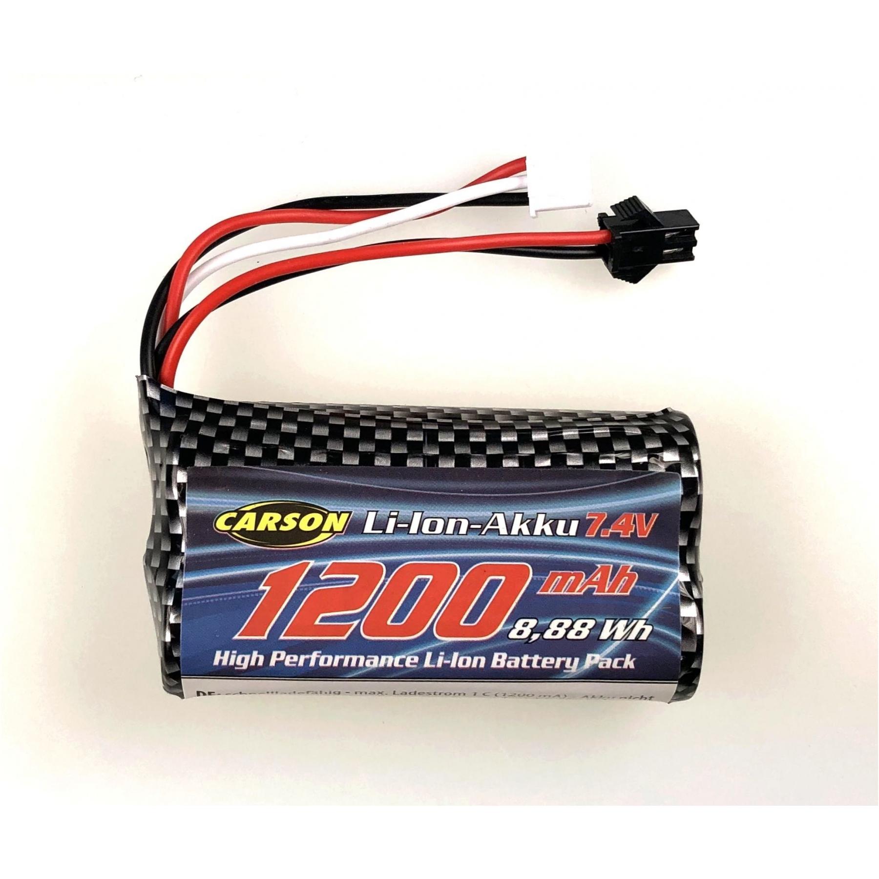 Thumbnail - Carson 7,4V/1200mAh LiION Akku : 404219/20 JST (7.40 V, 1200 mAh)