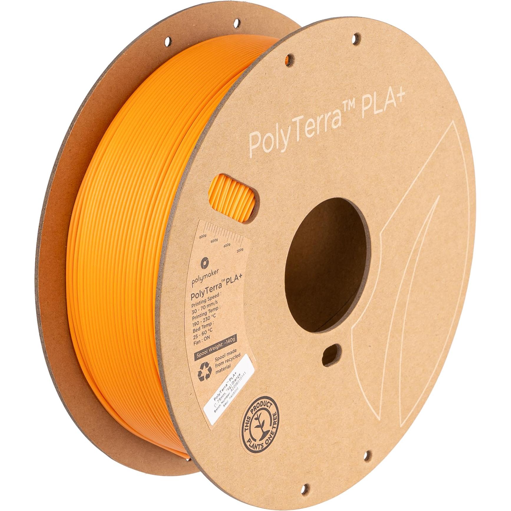 Polymaker PolyTerra PLA+ Orange 1.75mm 1kg (PLA+, 1.75 mm, 1000 g, Orange), 3D Filament, Orange