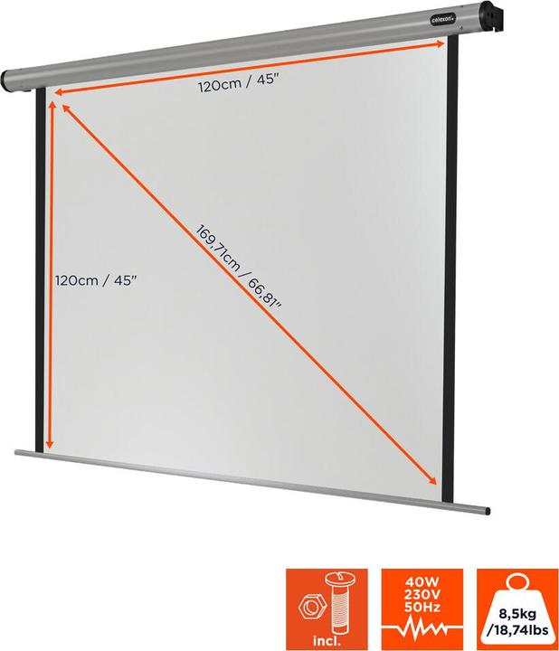 Produktbild Celexon Motor, Home Cinema, Leinwand, 1:1 (66.93", 16:9)