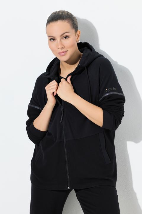 Actual product image Ulla Popken Sweatjacke, Reflektor-Bänder, Kapuze, halb Ottoman (54)