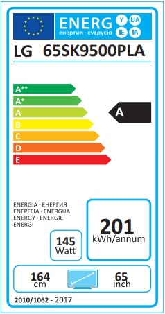 Label énergétique LG 65SK9500PLA (65", LCD, 4K, 2018)