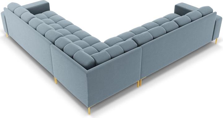 Actual product image Cosmopolitan Design Velvet Symmetrical Corner Sofa, "Bali", 6 Seats, Light Blue, 256x256x75 Made in Europe (Corner sofa)