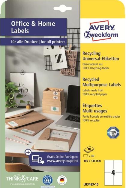 Productafbeelding Avery Universele etiketten 105 x 148 mm, 10 vel