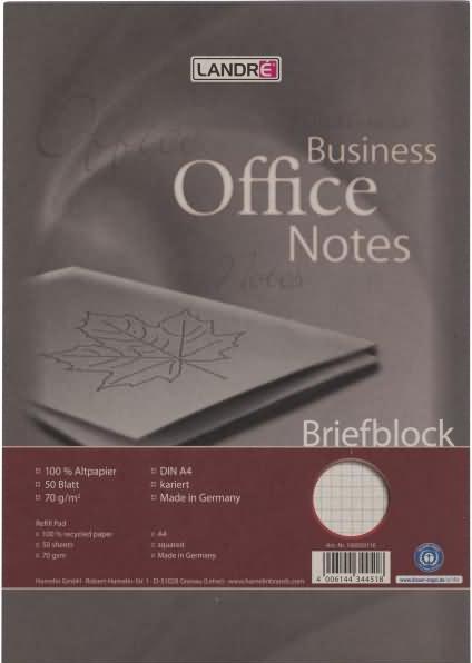 Actual product image Landré Recycling A4 glued at the top writing pad (A4, Checked, Hardcover)
