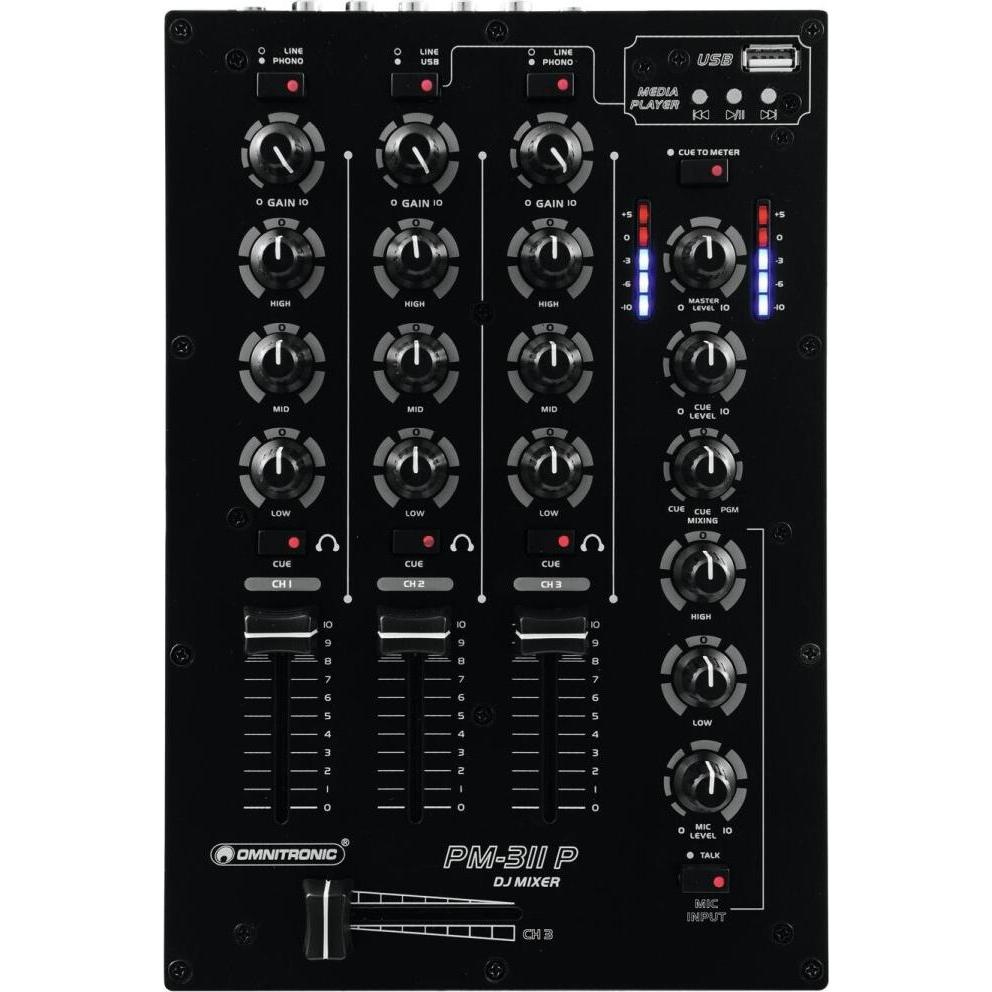 Omnitronic PM-311P DJ-Mixer mit Player, Mixer audio, Nero
