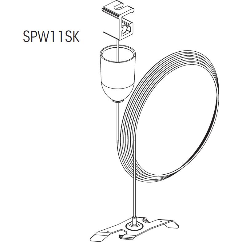 Nordic, Zubehör Beleuchtung, Global Trac Abhängeset Clip + Baldachin + Deckenbefestigung SPW11SK-1/1,5M grau