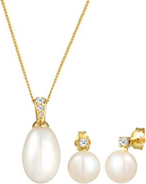 Immagine prodotto Diamore Set collana e orecchini con diamanti e perla (585 oro giallo)