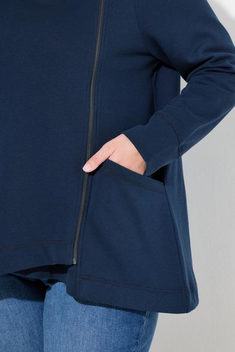 Produktbild Ulla Popken Sweatjacke, asymmetrisch, Kapuze (60)