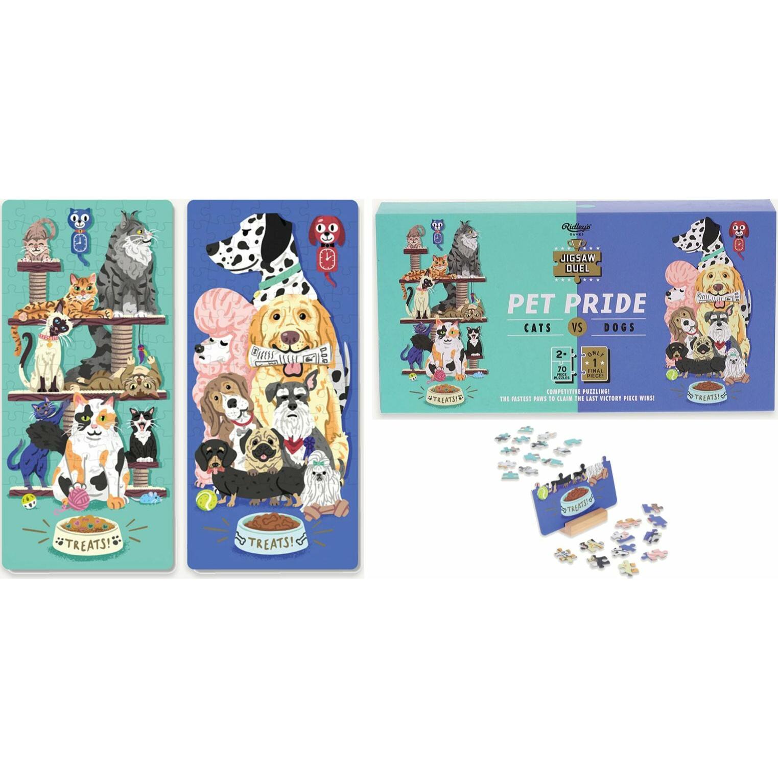 Thumbnail - Ridley's Games Puzzle Duell Haustiere: Katzen gegen Hunde 2x70 Teile