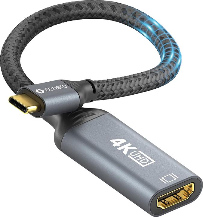 Produktbild Sonero USB-C/HDMI-Adapter, 4K60, 18Gbps, Stecker/Buchse, grau/schwarz, 10 cm (HDMI, 15 cm)
