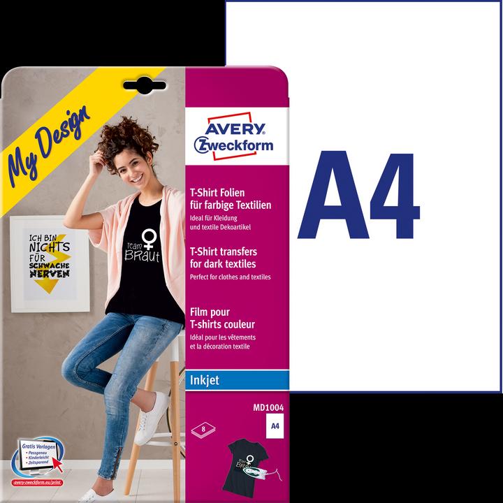 Actual product image Avery Zweckform My Design T-Shirt Transfer for Dark Textiles (8 x, A4)