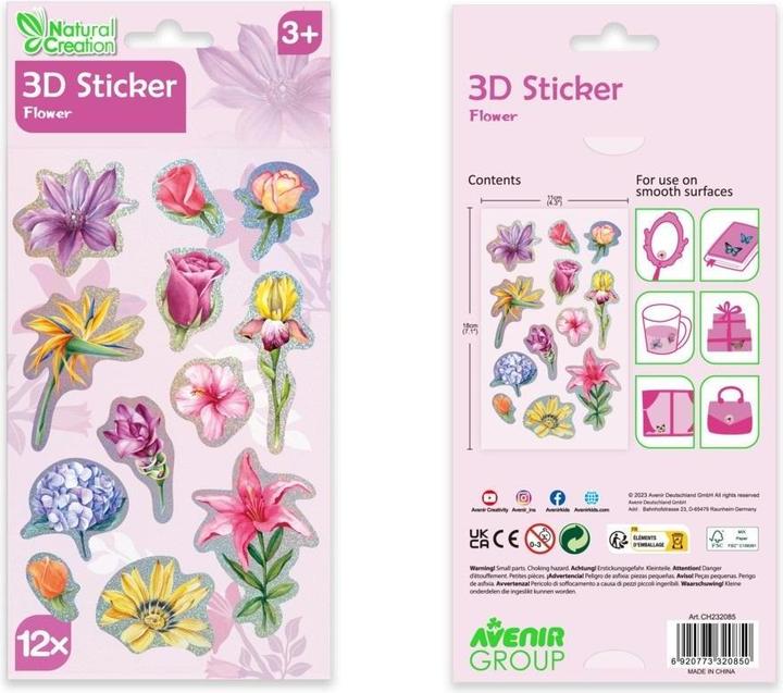 Avenir 3D Sticker - Blumen (12 Sticker)