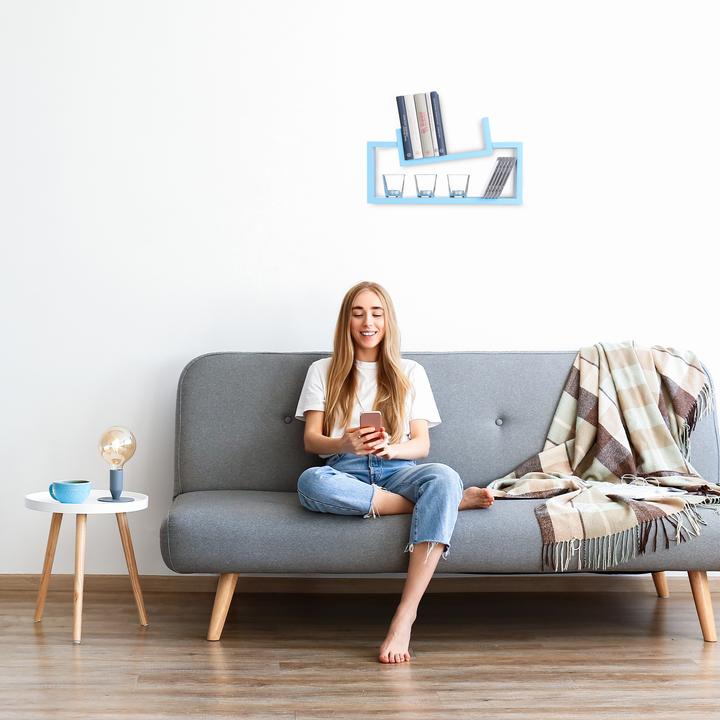 Actual product image Relaxdays Slanted Hanging Bookshelf Set of 2 (50 x 12 x 20 cm)