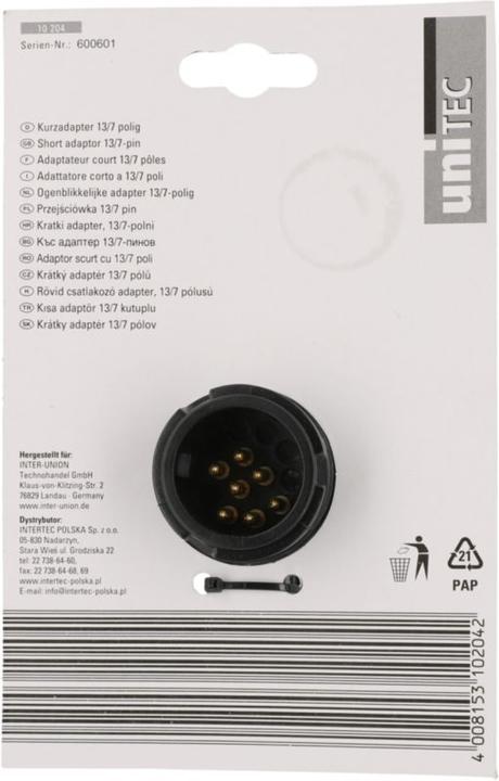 Actual product image Unitec Short adapter