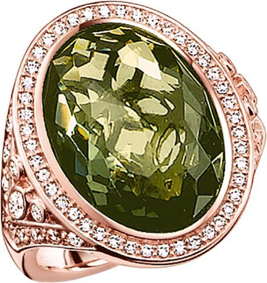 Produktbild Thomas Sabo Ring grün und weisse Zirkonia rosèvergoldet TR2022-416-6 (54, 925 Silber)