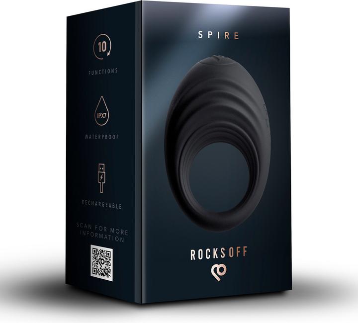 Actual product image Rocks-Off Spire - Vibrating Cockring - Black (6.30 cm)