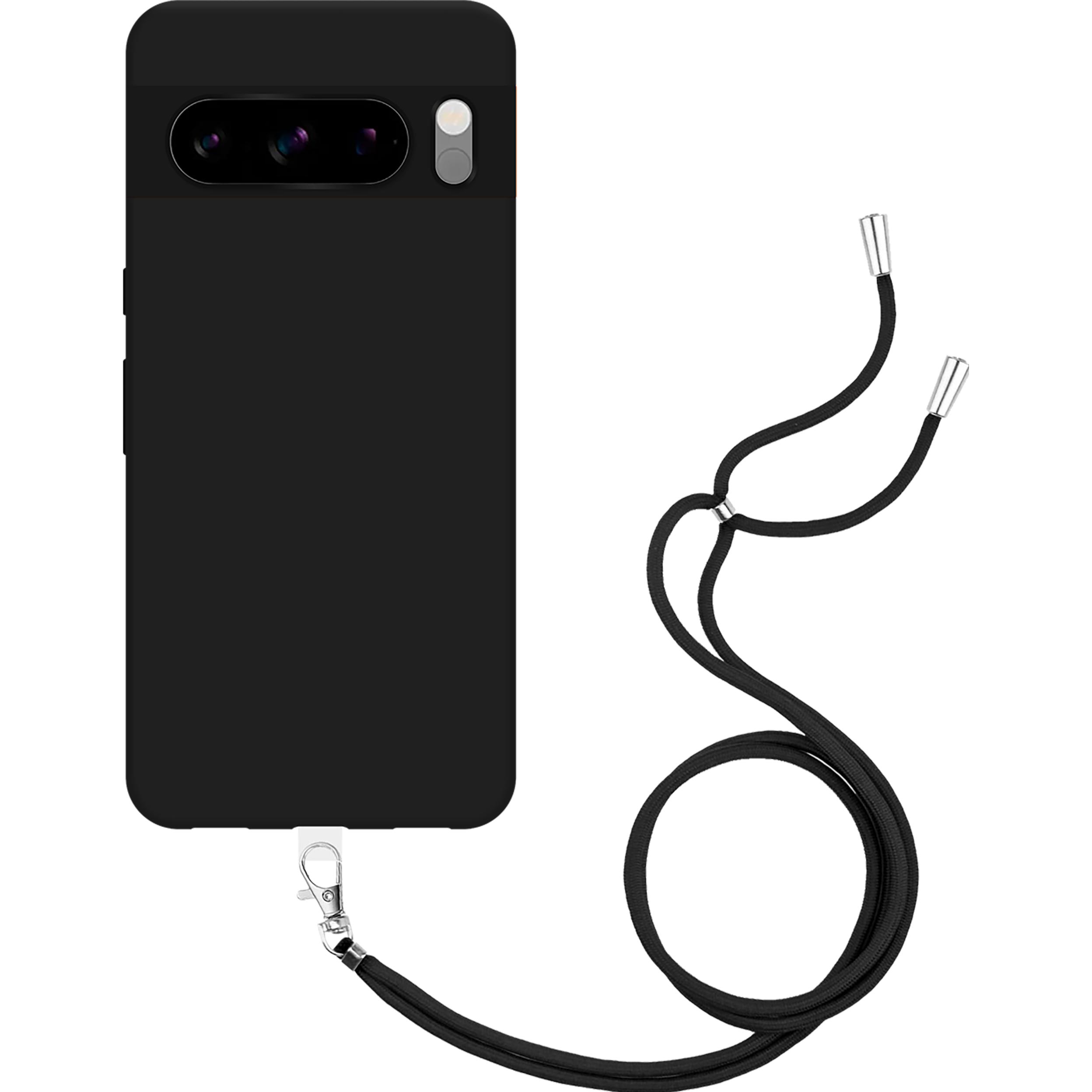 Thumbnail - Cazy Handykette Hülle Kompatibel mit Pixel 8 Pro - Silikon Handyhülle mit Band Necklace Hülle -, Handykette, Schwarz