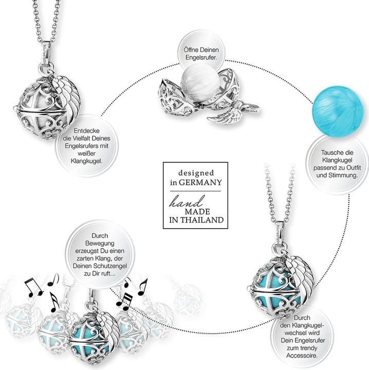 Image du produit Engelsrufer Boule de cristal avec aile (Laiton, Argent sterling 925, 45 - 50 cm)