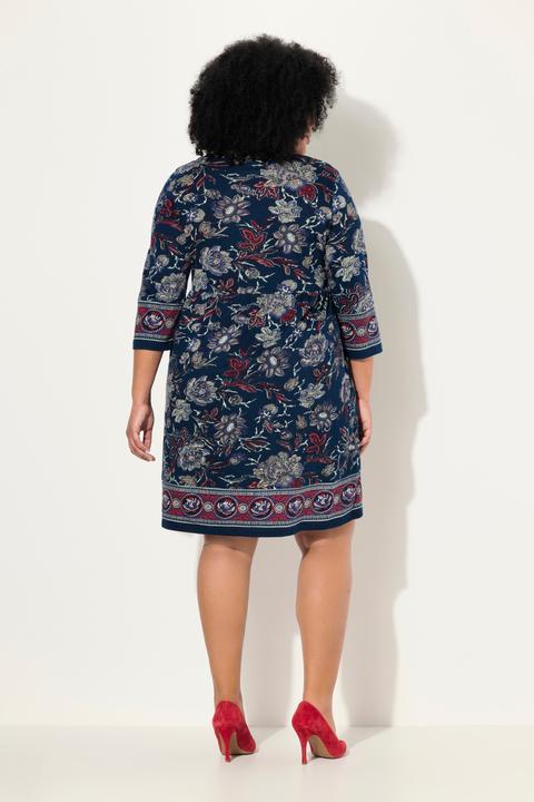 Actual product image Ulla Popken Floral Paisley 3/4 Sleeve Jersey Dress (60)