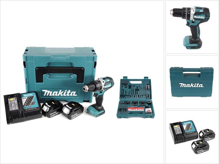Image du produit Makita DHP 484 RTJ 18V Brushless Li-Ion Perceuse-visseuse à percussion sans fil + Coffret de transpo (Fonctionnement sur batterie)