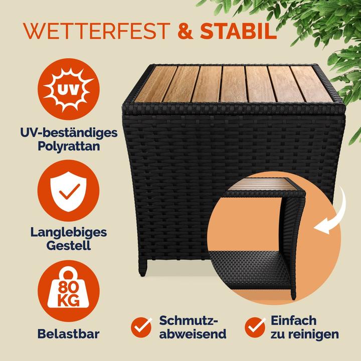 Image du produit Casaria Polyrattan Beistelltisch Akazie