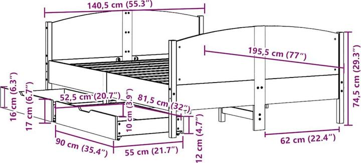 Image du produit vidaXL Bettgestell (135 x 190 cm)