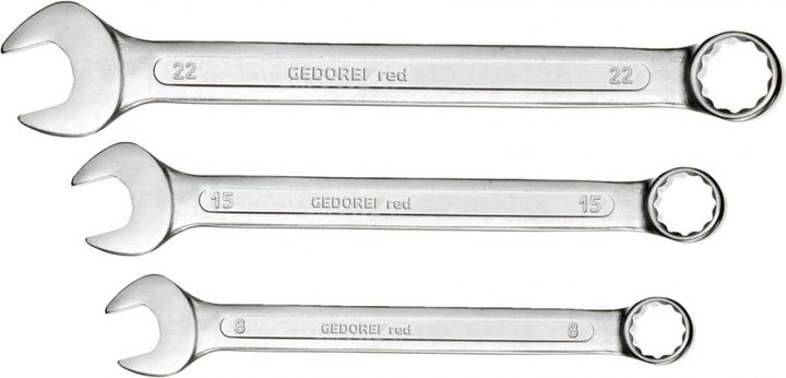Actual product image Gedore Red red Combination spanner set, 17-piece, SW 6-22, chrome vanadium steel, silver (8 mm, 19 mm, 7 mm, 20 mm, 22 mm, 11 mm, 15 mm, 13 mm, 17 mm, 21 mm, 6 mm, 16 mm, 18 mm, 12 mm, 14 mm, 9 mm, 10 mm)