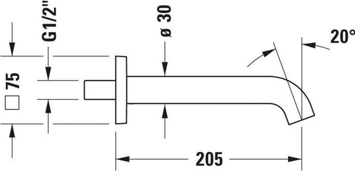 Produktbild Duravit Wanneneinlauf C.1 DN 15 Ausldg 205mm m rd. Ros sw matt