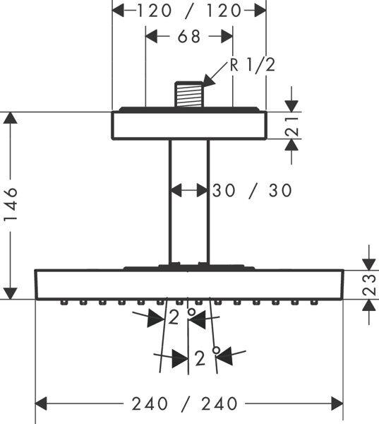 Actual product image Axor ShowerSolutions overhead shower 240/240 1jet, ceiling connection (1 Beam types, 12 l/min)