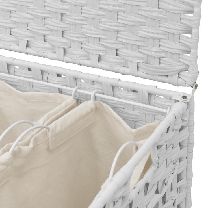 Produktbild VidaXL Wäschekorb mit Rollen Weiss 66x35x60 cm Rattan,Farbe