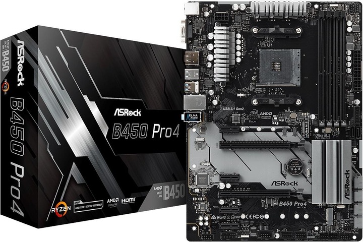 Produktbild AsRock B450 Pro4 (AM4, AMD B450, ATX)