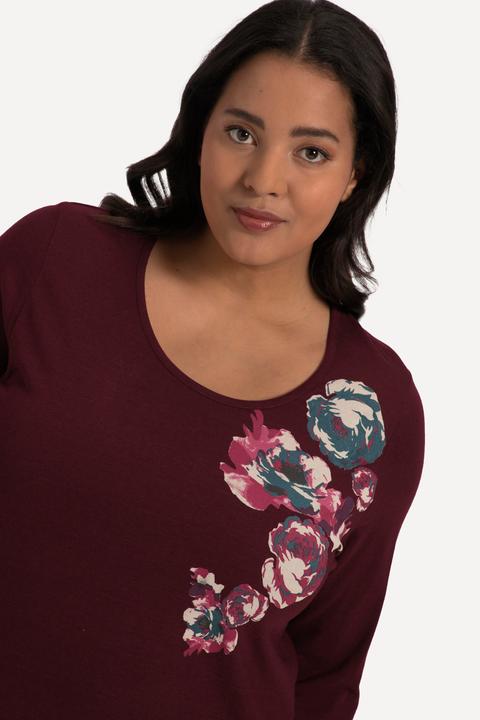 Produktbild Ulla Popken Jerseykleid, A-Line, Blütendruck, Taschen, Rundhalsausschnitt, 3/4-Arm (54)