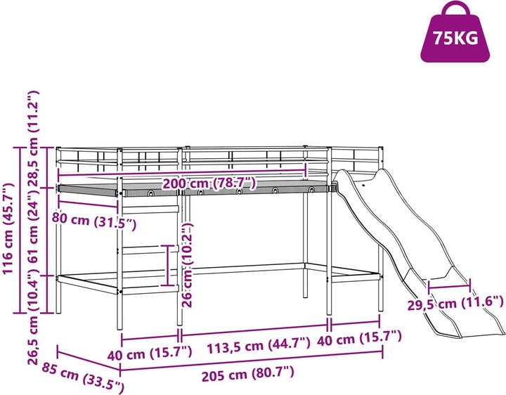 Produktbild vidaXL Kinderbett (80 x 200 cm)