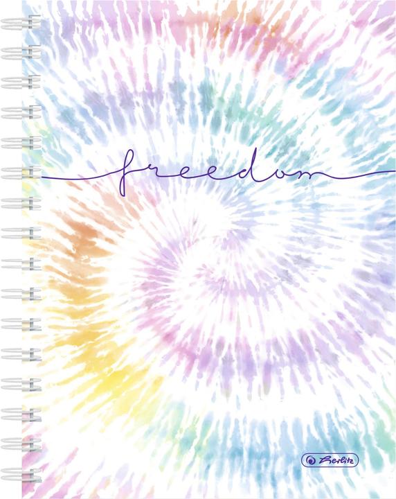 Herlitz Cahier scolaire à spirales New Batik Freedom A5, 100 feuilles (A5, Quadrillé, Couverture rigide)