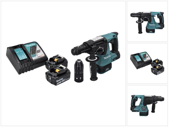 Image du produit Makita DHR 243 RM Marteau perforateur sans fil 18 V SDS plus Brushless + 2x batterie 4,0 Ah + chargeur (Fonctionnement sur batterie)