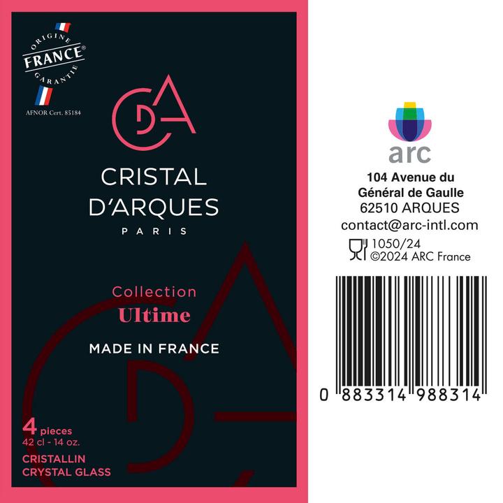 Productafbeelding Cristal d'Arques Weinglas Ultime Glas 420 ml (4 Stück) (42 cl, 4 Bril, Wijnglazen set)