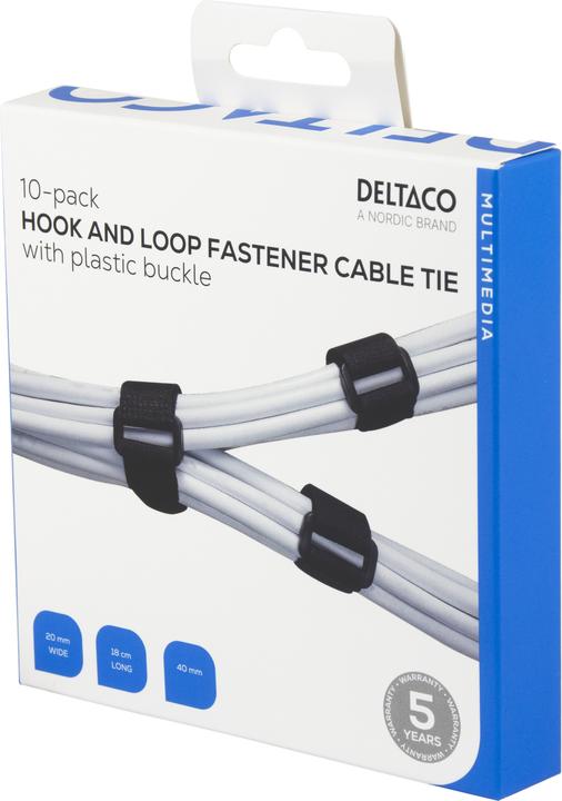 Image du produit Deltaco CM10S, attache-câble crochet et boucle, Velcro, noir, 4 cm, 18 cm, 20 mm (Serre-câbles velcro, 180 mm, 1 pcs)