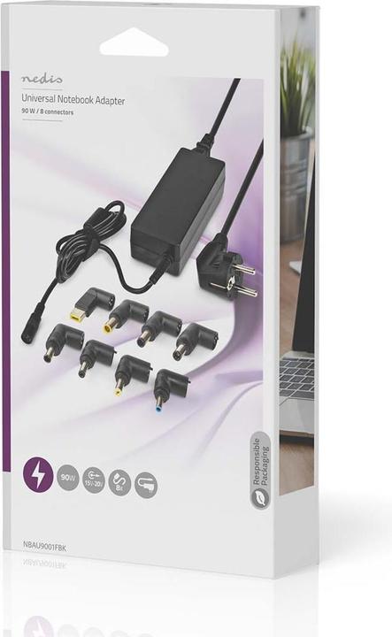 Image du produit Nedis Adaptateur pour ordinateur portable| 90 W| USB 20V 4.5 x 3.0 mm 19.5V 5.5 1.7 19V 5 (90 W)
