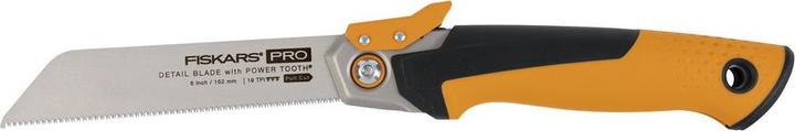 Produktbild Fiskars Pro Klappbare Zugsäge, Sägeblattlänge: 15 cm, 19 TPI, Schwarz/Orange, PowerTooth, 1062932