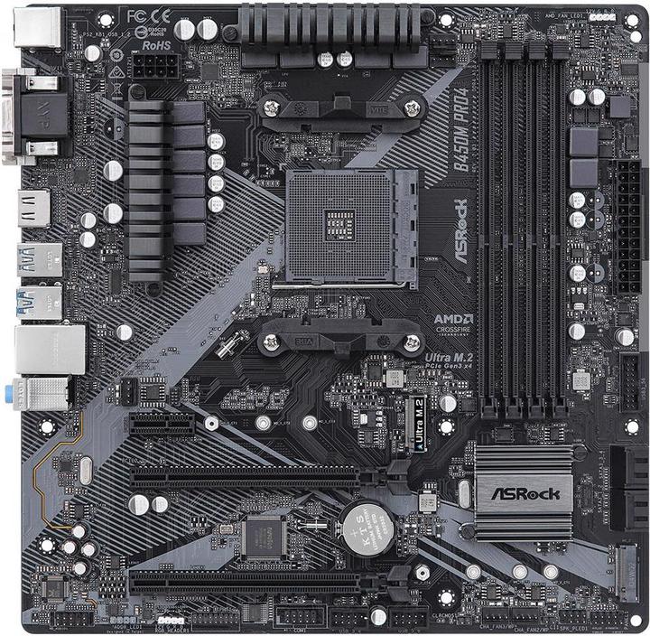 Actual product image AsRock Mainboard B450M Pro4 2.0 (AM4, AMD B450, mATX)