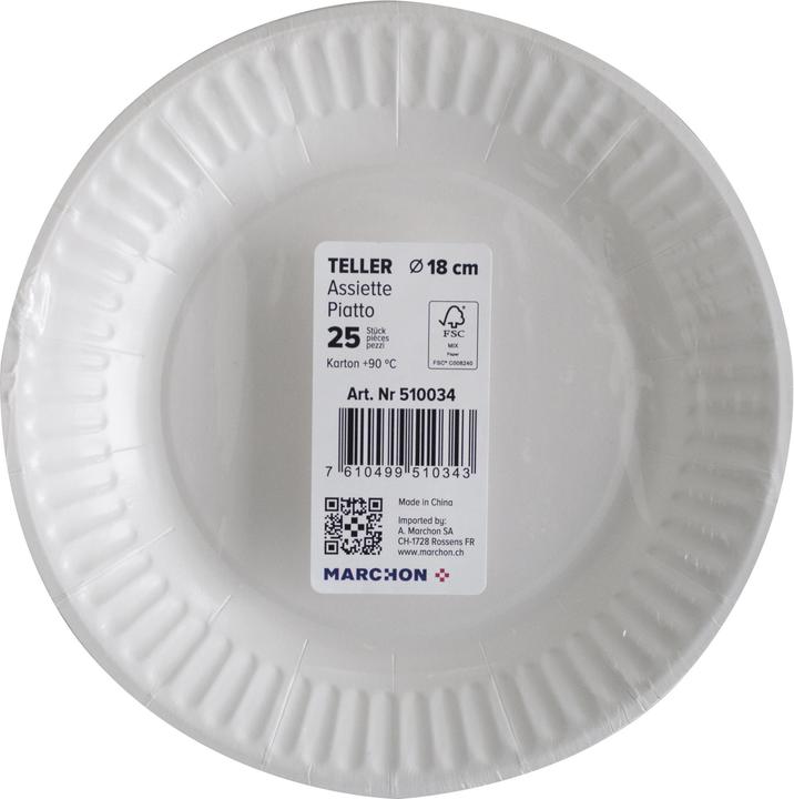 Actual product image Party Cardboard plate white 18 cm 25 pieces (25 x)