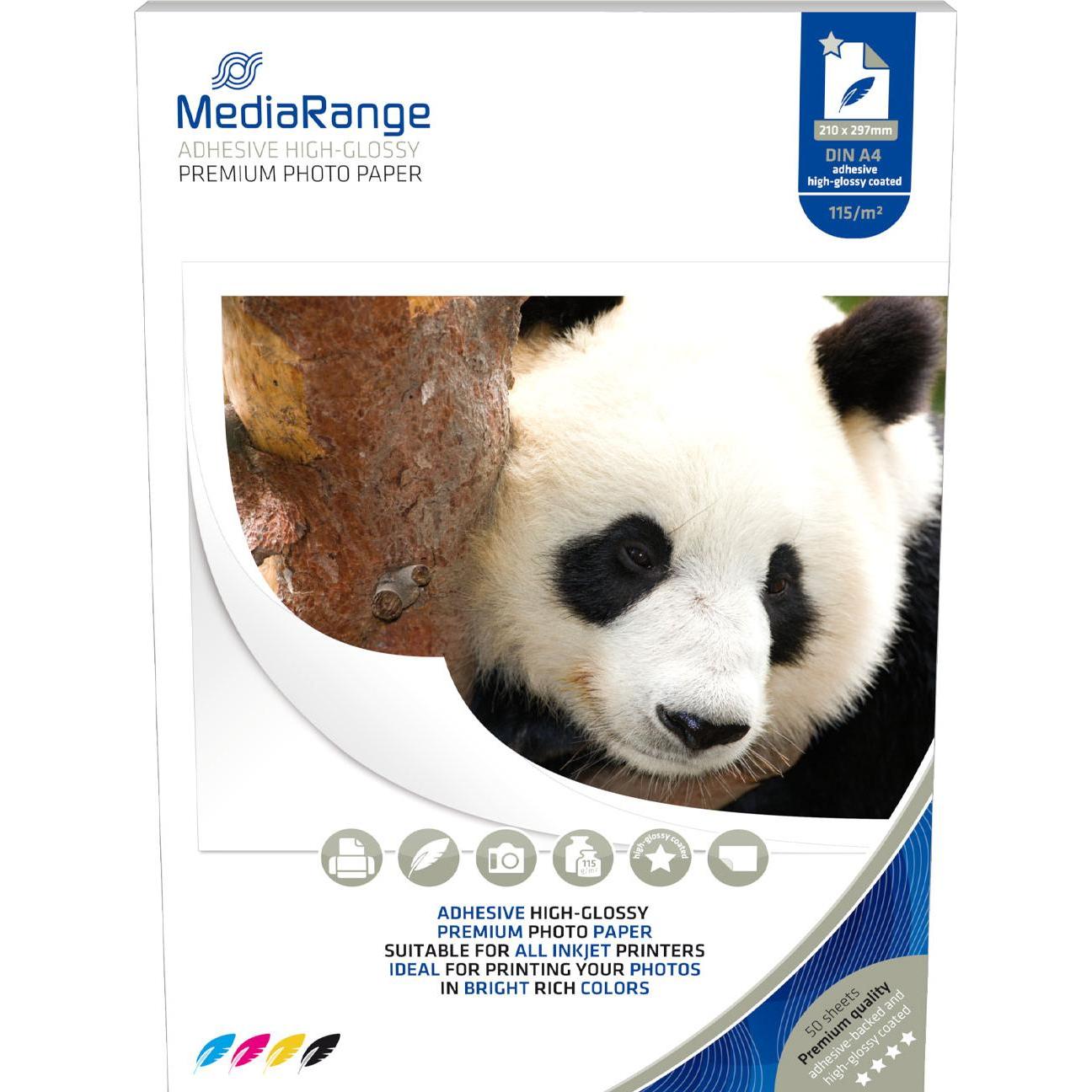 MediaRange Premium-Fotopapier (115 g/m², A4, 50 x), Fotopapier, Weiss